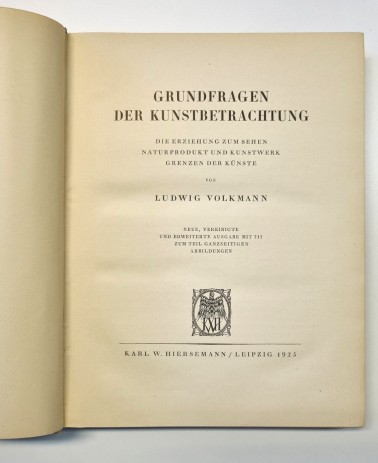 Grundfragen der Kunstbetrachtung, Haupttitel