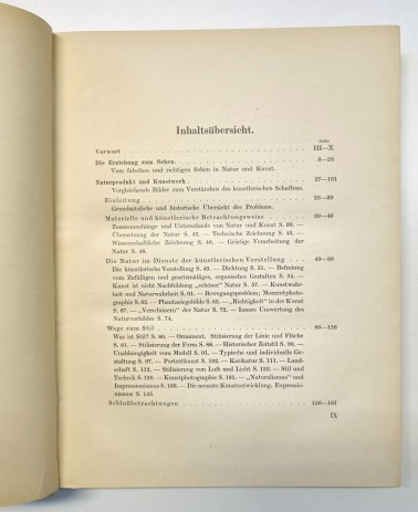 Grundfragen der Kunstbetrachtung, Inhaltsverzeichnis