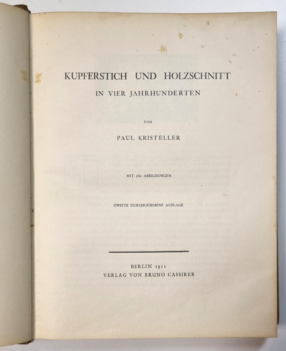 Buch Kupferstich und Holzschnitt in vier Jahrhunderten, Haupttitel 2. Auflage