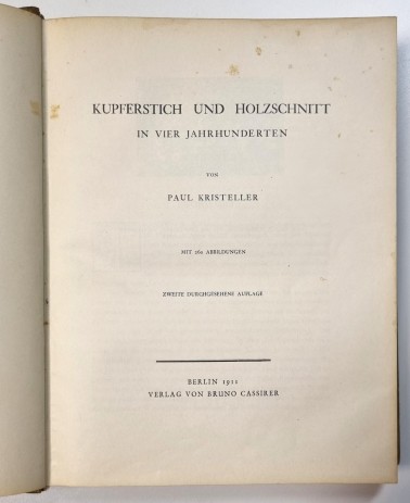 Buch Kupferstich und Holzschnitt in vier Jahrhunderten, Haupttitel 2. Auflage