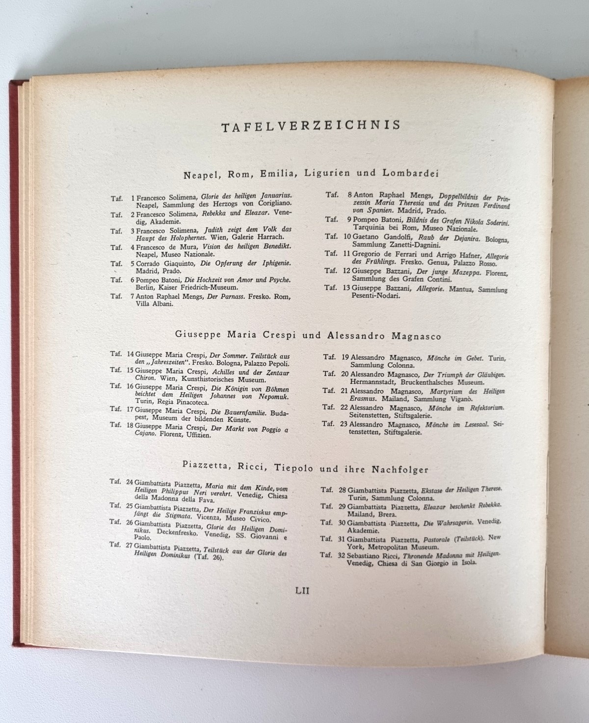 Das Jahrhundert Tiepolos, Italienische Malerei, Tafelverzeichnis 1