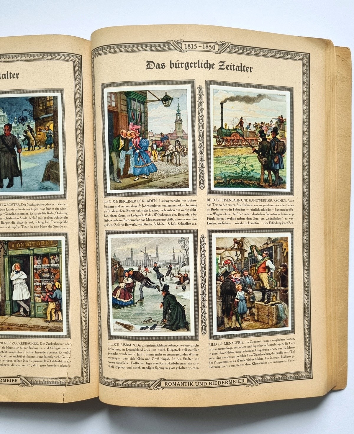 Zigarettenbilderalbum Deutsche Kulturbilder 9, Sammelbilderseite Romantik und Biedermeier