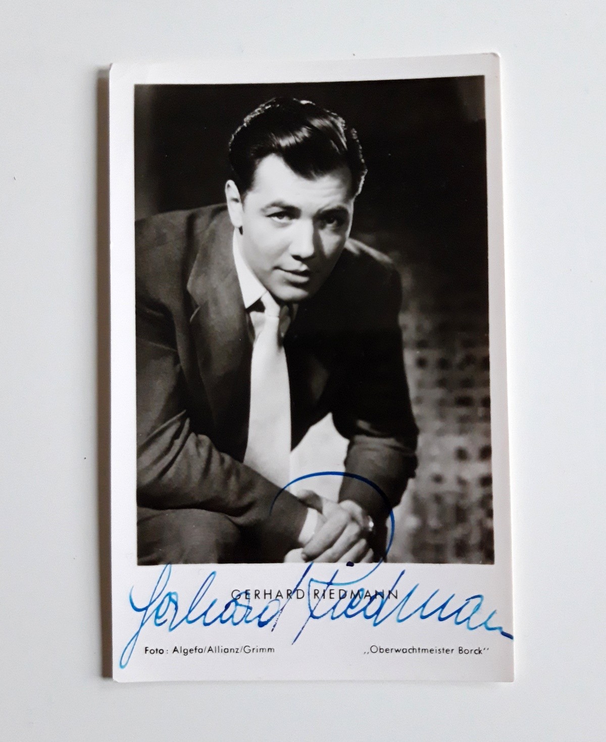 Autogramm Gerhard Riedmann mit Signatur, 1955
