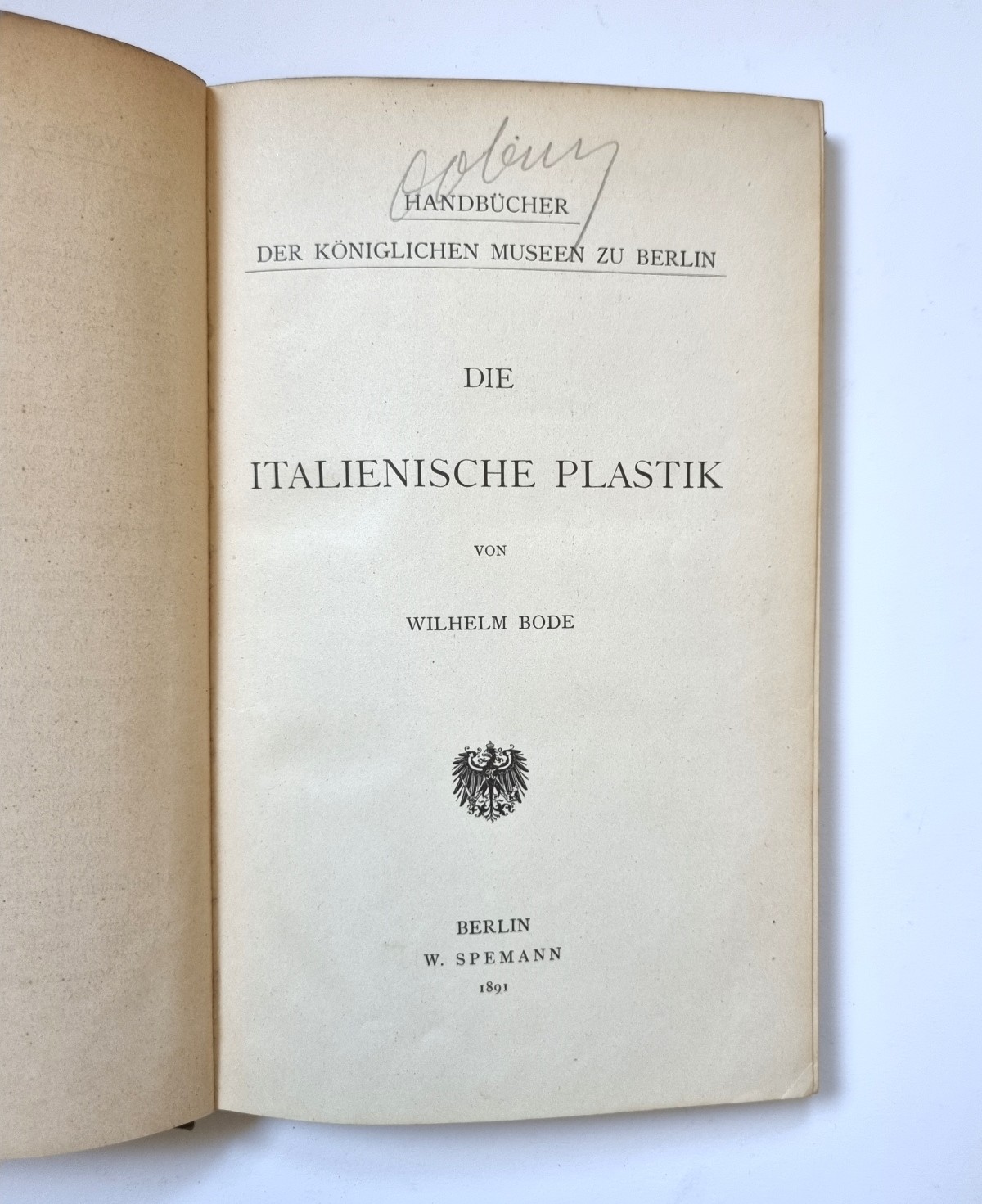 Die Italienische Plastik, Buch von Wilhelm Bode von 1891, Haupttitel