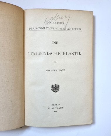 Die Italienische Plastik, Buch von Wilhelm Bode von 1891, Haupttitel