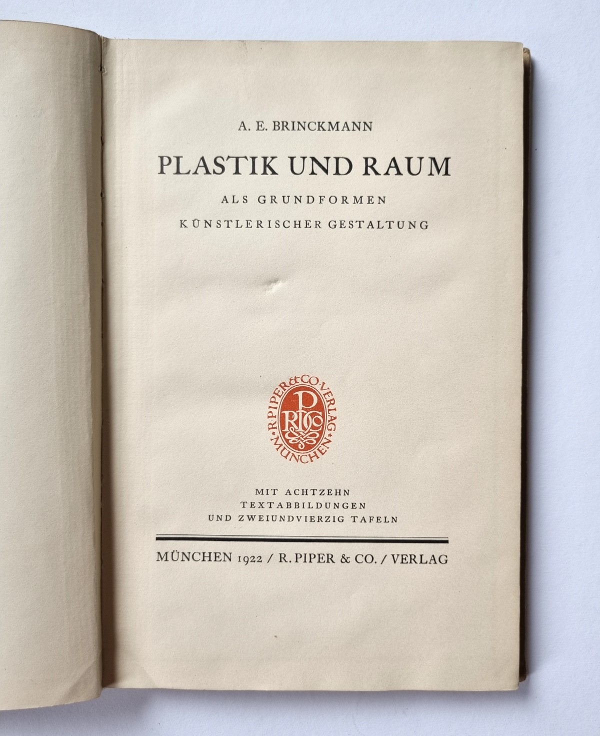 Plastik und Raum, Kunstbuch von A.E. Brinckmann 1922, Haupttitel
