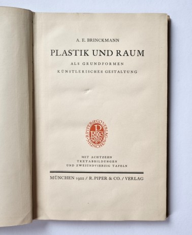 Plastik und Raum, Kunstbuch von A.E. Brinckmann 1922, Haupttitel