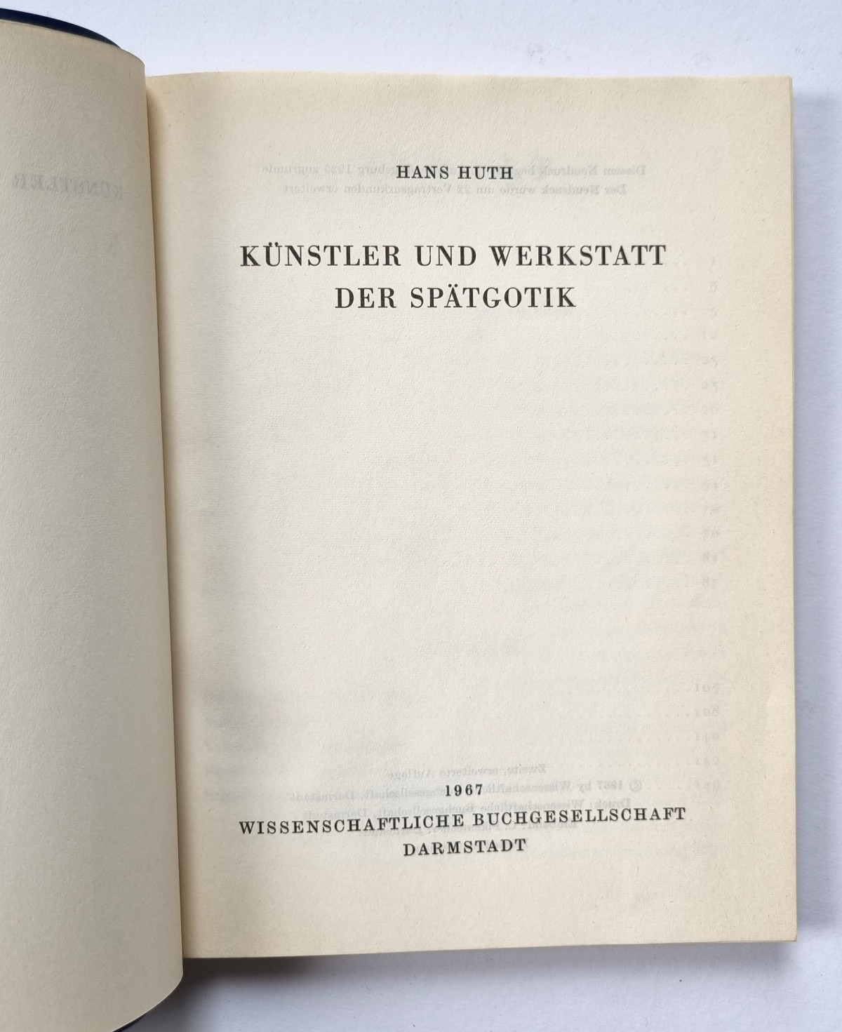 Künstler und Werkstatt der Spätgotik, Buch von Hans Huth 1967, Haupttitel