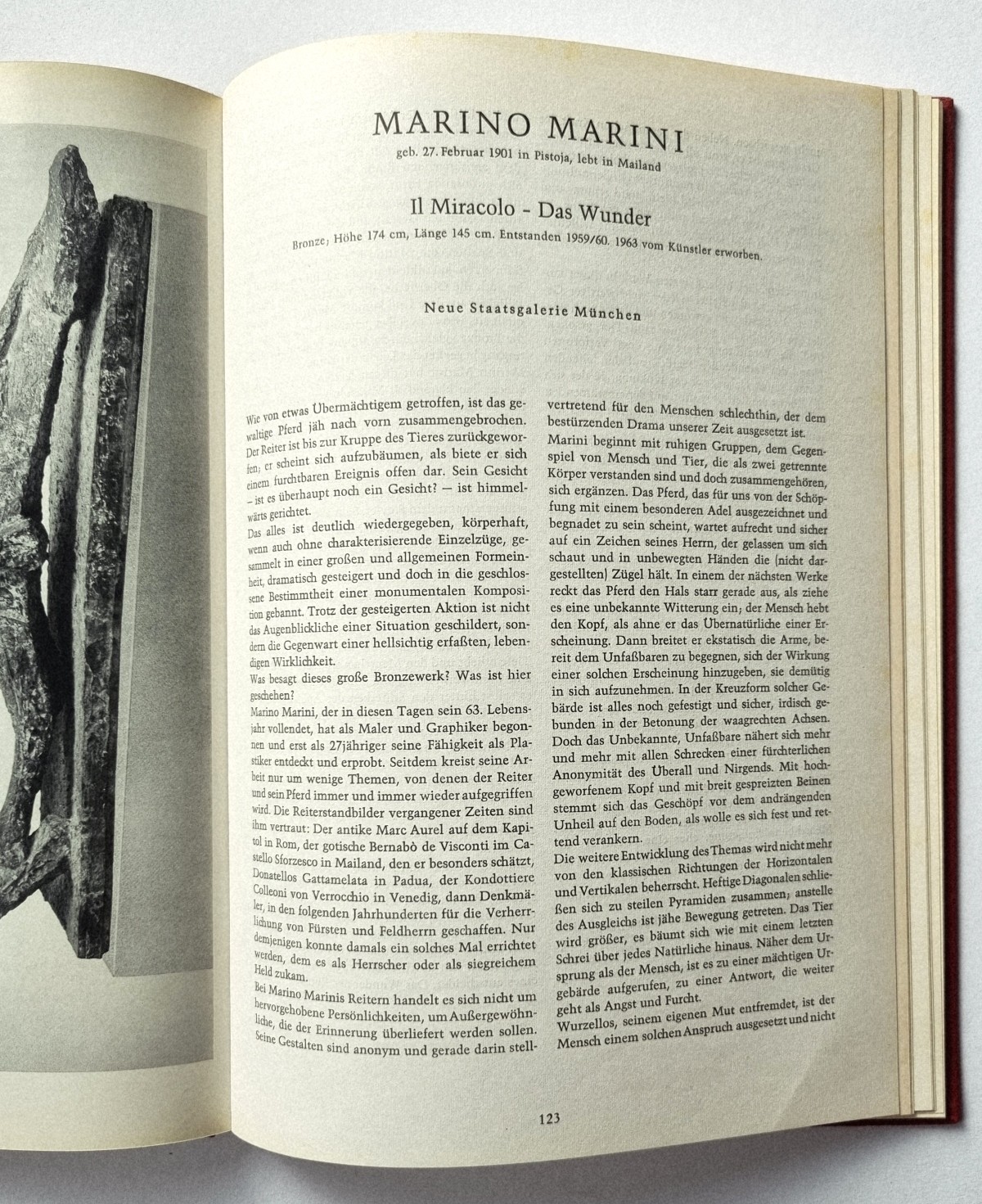 Alte und moderne Plastik, Buch von 1967, Text zu Plastik Il Miracolo - Das Wunder