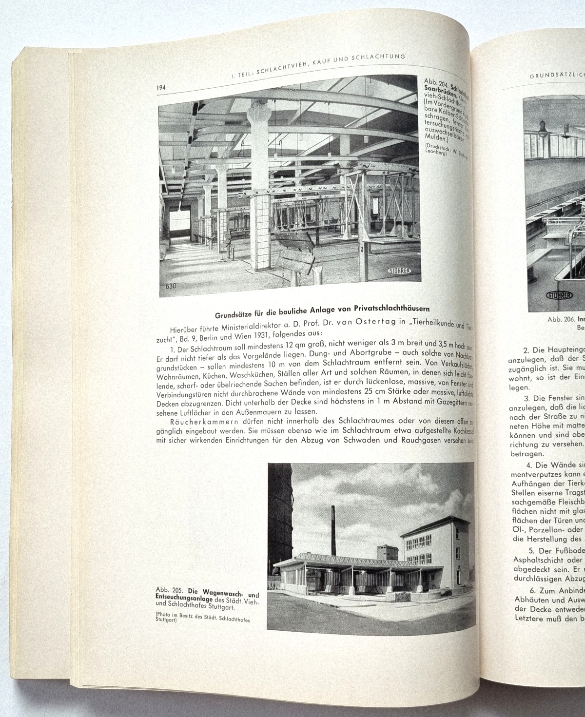 Der praktische Fleischer Band 1 von 1956, Buchseite 194 Schlachthof