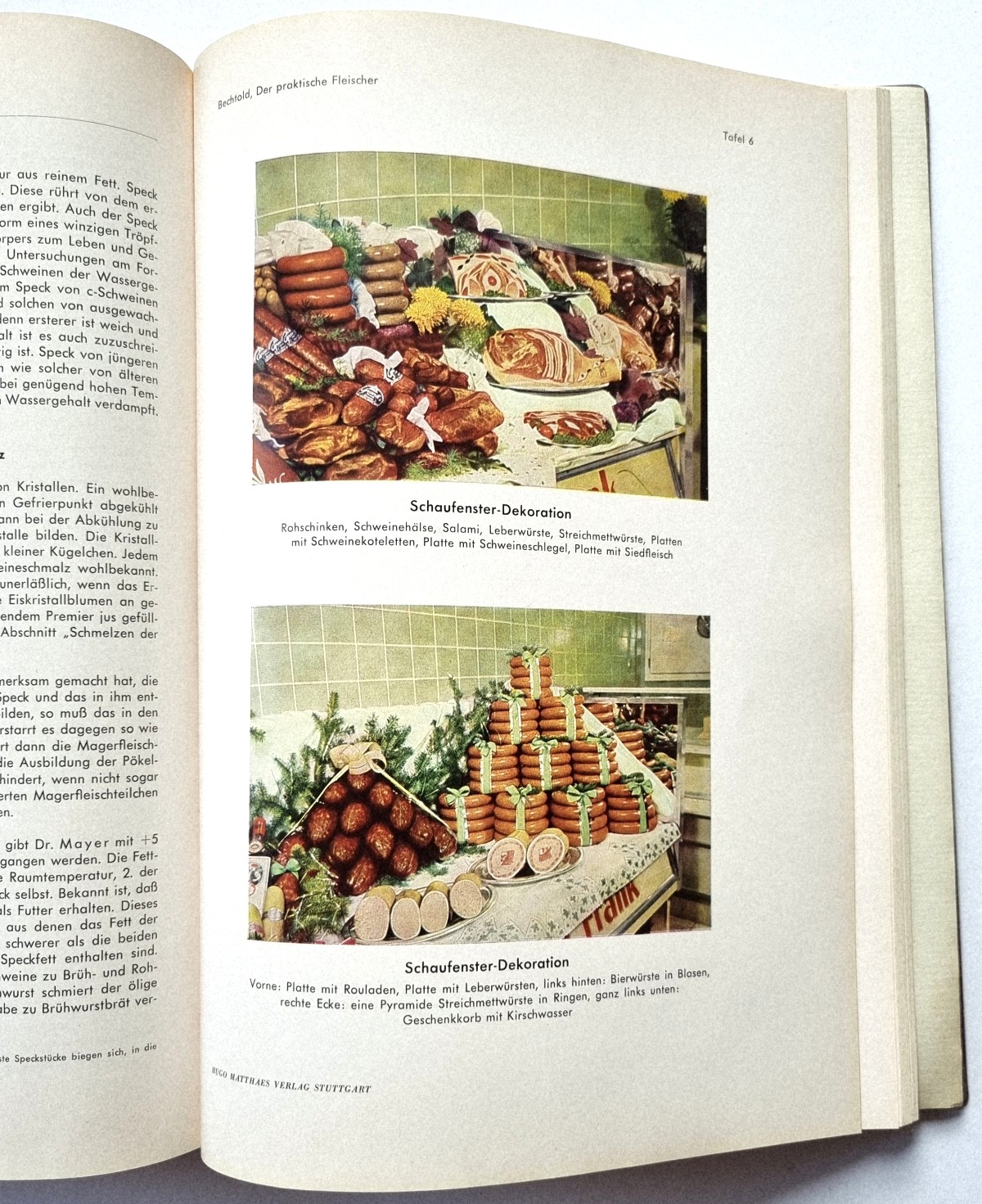 Der praktische Fleischer Bd 1 von 1956, Tafel 6, Metzgerei Schaufenster-Dekoration