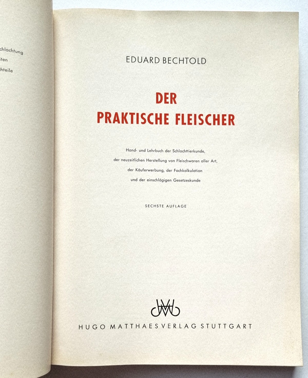 Der praktische Fleischer Band 1 von 1956, Haupttitel