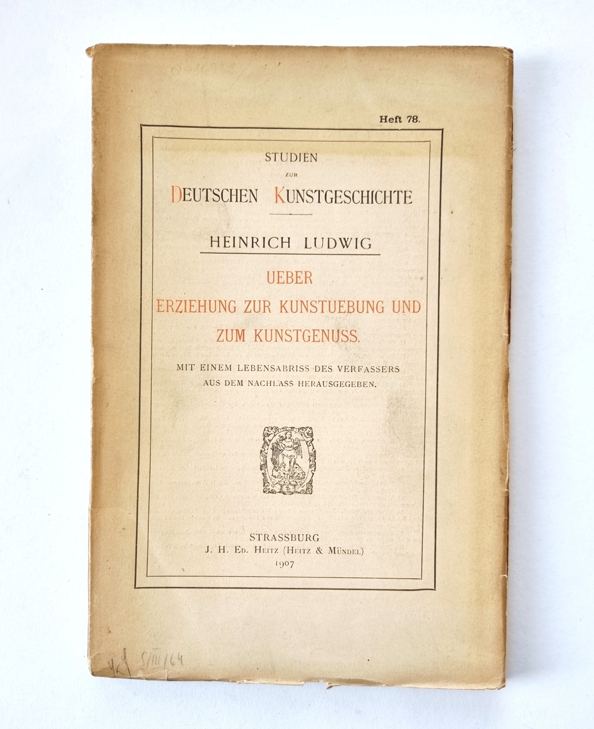 Ueber Erziehung zur Kunstuebung und zum Kunstgenuss, Buch von Heinrich Ludwig, 1907, Buchdeckel