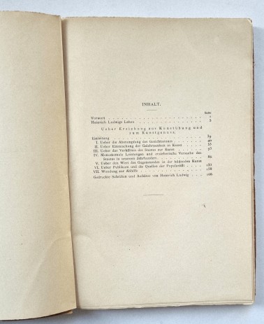 Ueber Erziehung zur Kunstuebung und zum Kunstgenuss, Buch von Heinrich Ludwig, 1907, Inhaltsverzeichnis