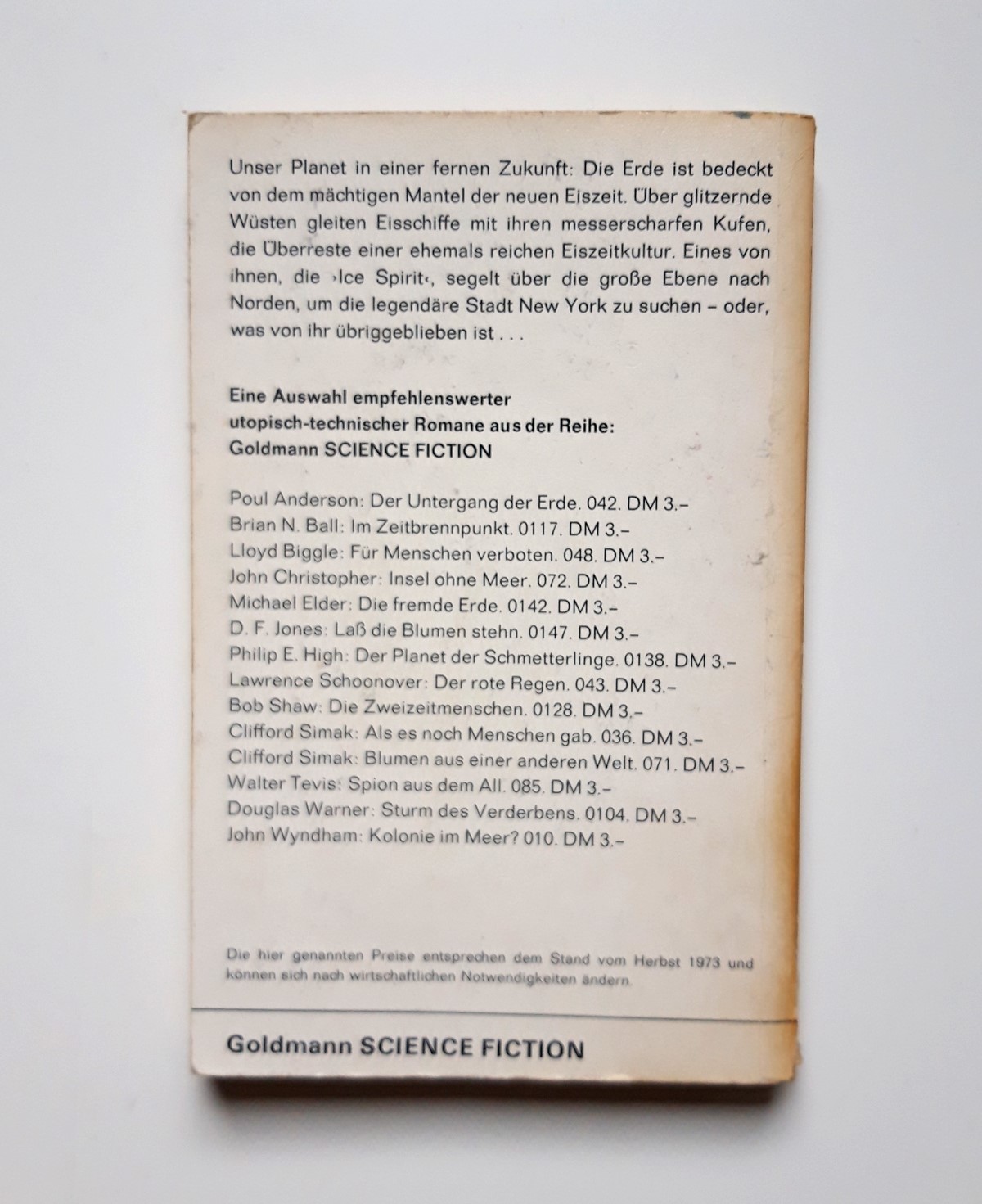 Sci-Fi-Roman Eiszeit 4000 Rückseite